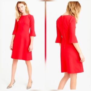 J.Crew Dress Womens 6 Coral Crepe Bell Sleeve Shift Guest Cocktail Career Party